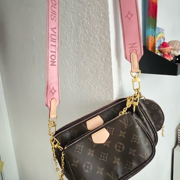 Louis Vuitton Monogram Crossbody with Pink Strap - Picture 1 of 5